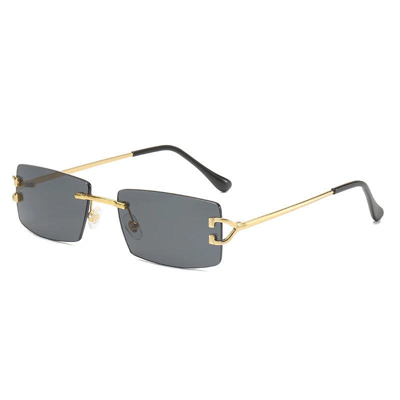 Square rimless sunglasses women Europe and the United States fashion modern glasses with street shot fashionable sunglasses