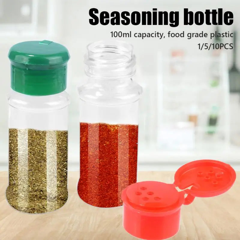 1~10PCS 100MLSeasoning Shaker Bottles Plastic Kitchen Spices Storage Condiment Jar Salt Pepper Boxes for Kitchen Gadget Tools