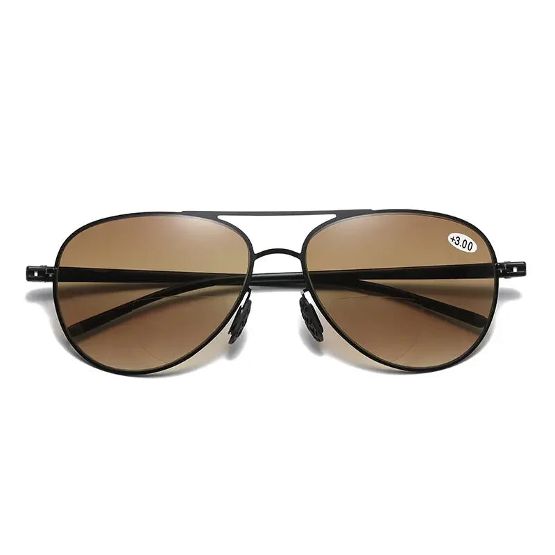 Bifocal Reading Glasses Men Fashion Double Bridge Sunglasses Male Look Far and Near Anti Glare Hyperopia Eyeglasses +100 To +350