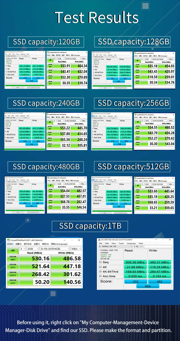 PUSKILL SATA3 SSD 1TB 2TB 256GB 240GB 2.5 Internal Hard Drive 120GB 128GB 480GB 512GB Solid State Hard Disk for Laptop Desktop