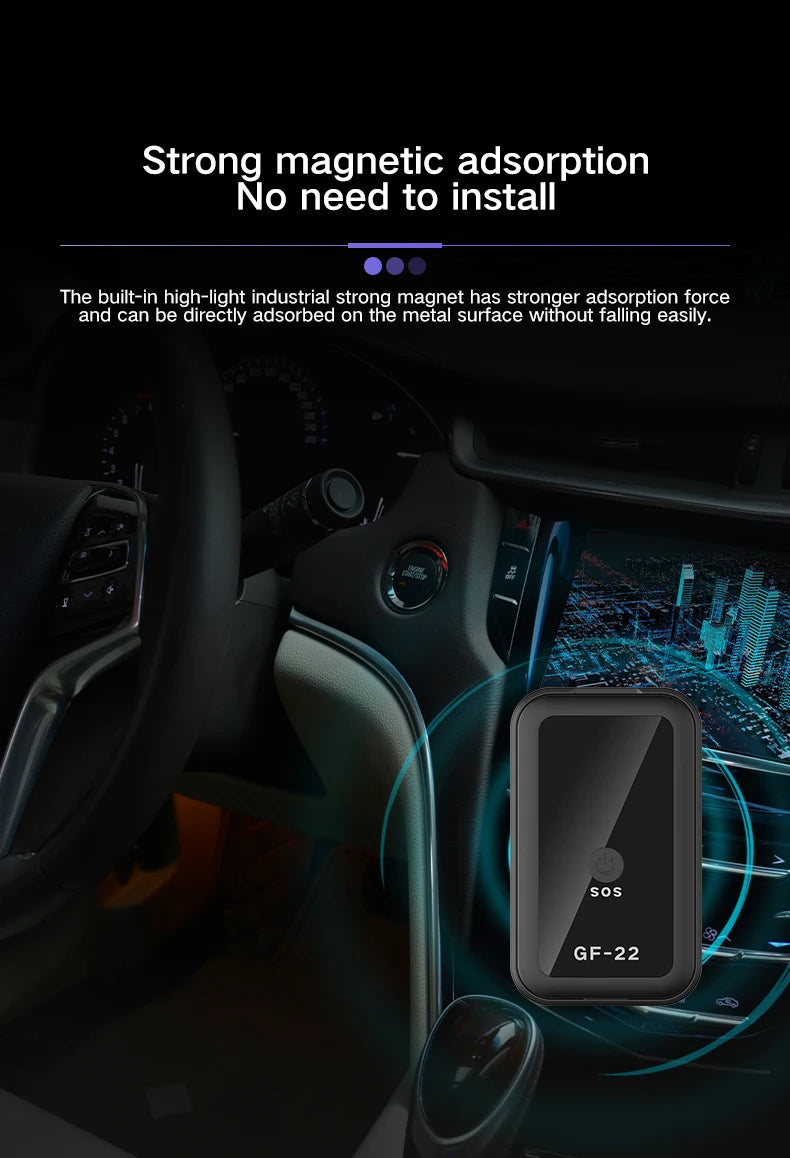GF22 Mini Car Tracker Real Time Magnetic GPSDevice Anti-Loss Location Tractor Precise SlMMessage Positioner SOS Alarm Device