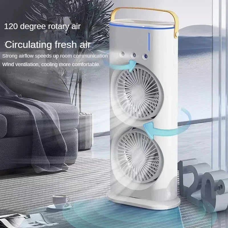 Fan Spray Type Air Conditioning Remote Control Rotatable Cooling Fan Household Portable Desktop Electric Fan with Light