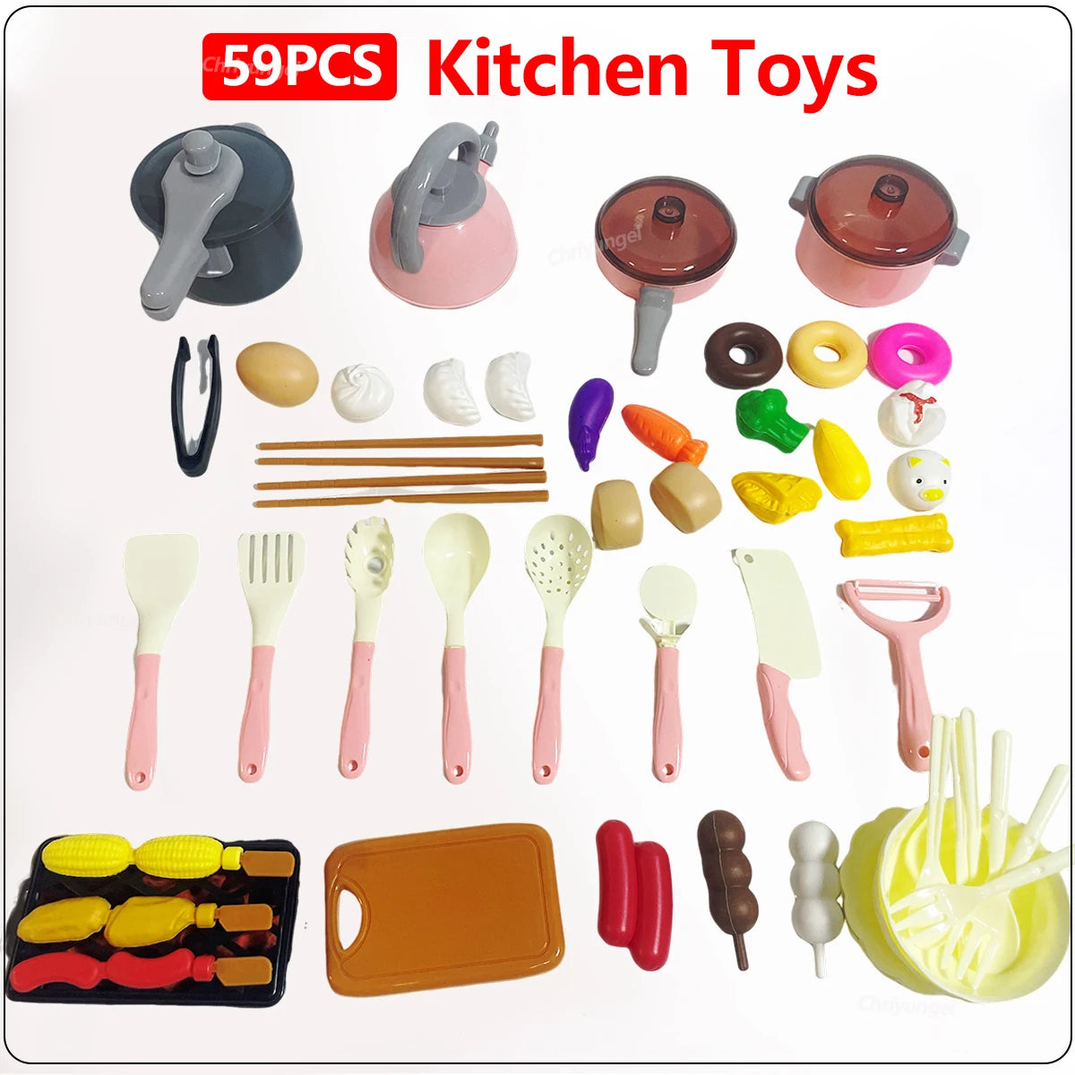 Kids Kitchen Toys Set 92/69/59 PCS Play Food with Pots Pans & Utensils Small Pretend Cooking Toys for Toddlers Girls Boys Gift