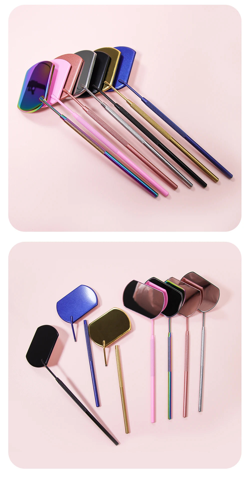 Multifunction Eyelash Mirror Magnifying Beauty Long Handle Mirror For Checking False Eyelashes Extension Grafting Makeup Tools
