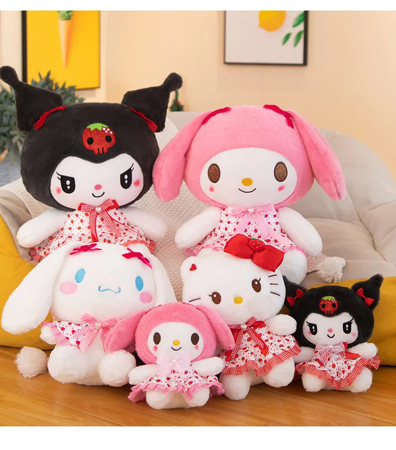 Sanrio Kuromi Hello Kitty My Melody Cute Cinnamoroll Pillow Plush Toys Plushie Keychain Stuffed Doll for Kids Christmas Gifts