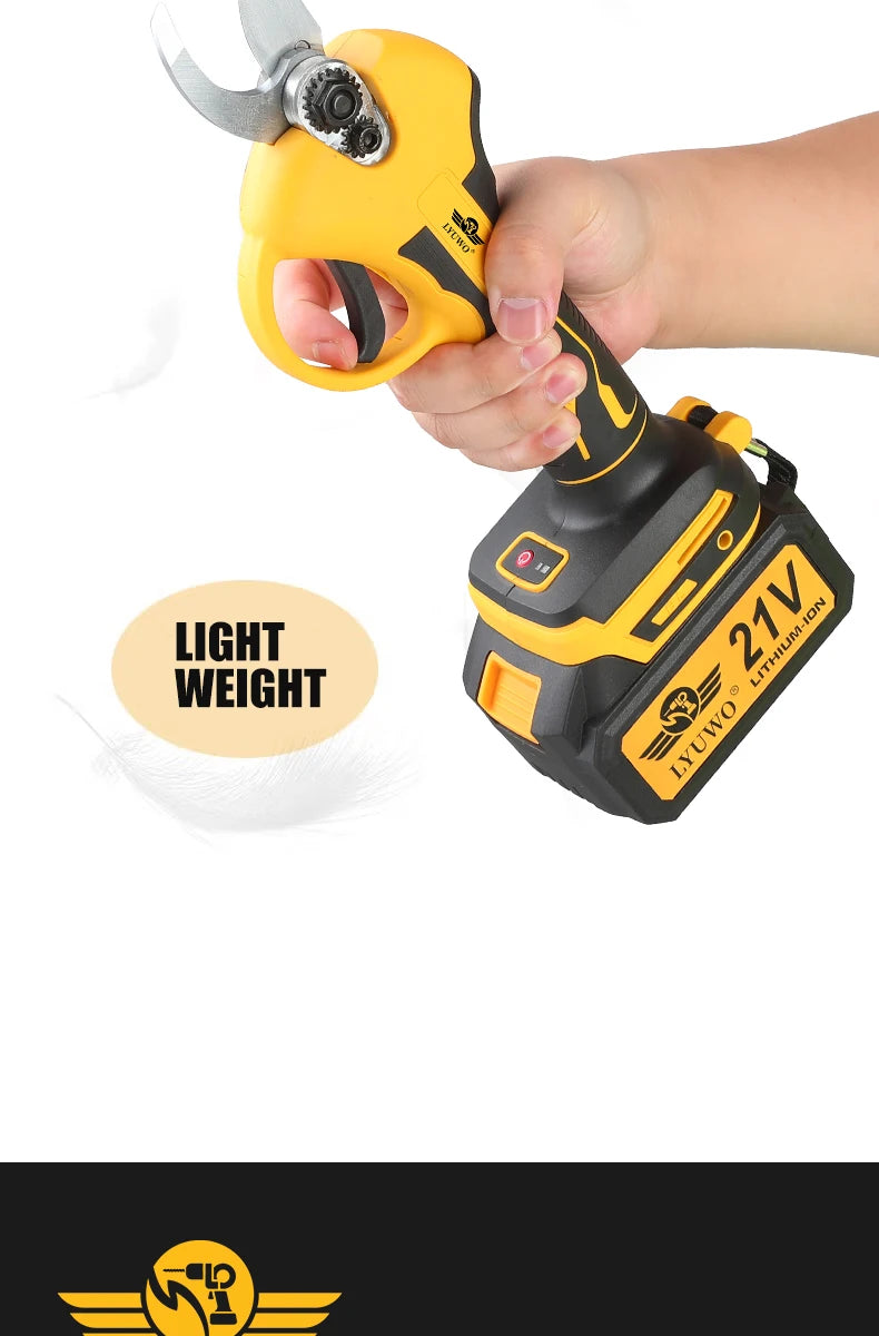 LYUWO Rechargeable Wireless Pruning Scissors, Fruit Tree Potted Pruning Electric Tool, 20V brushless, 30mm