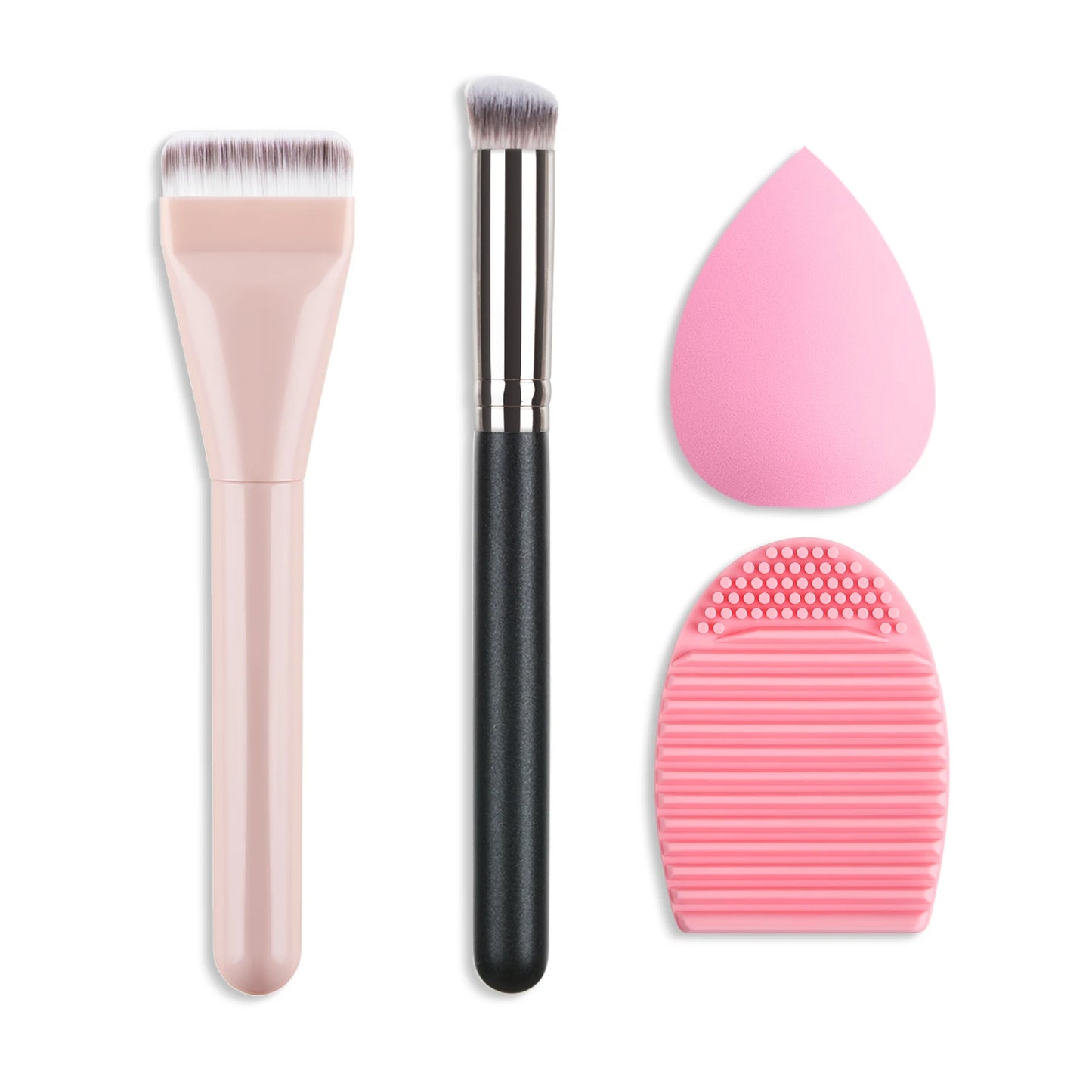 Ultra Thin Foundation Brush Makeup Mixing Palette with Spatula Flat Face Contour Brush Cosmetic Puff Blender Beauty Makeup Tools