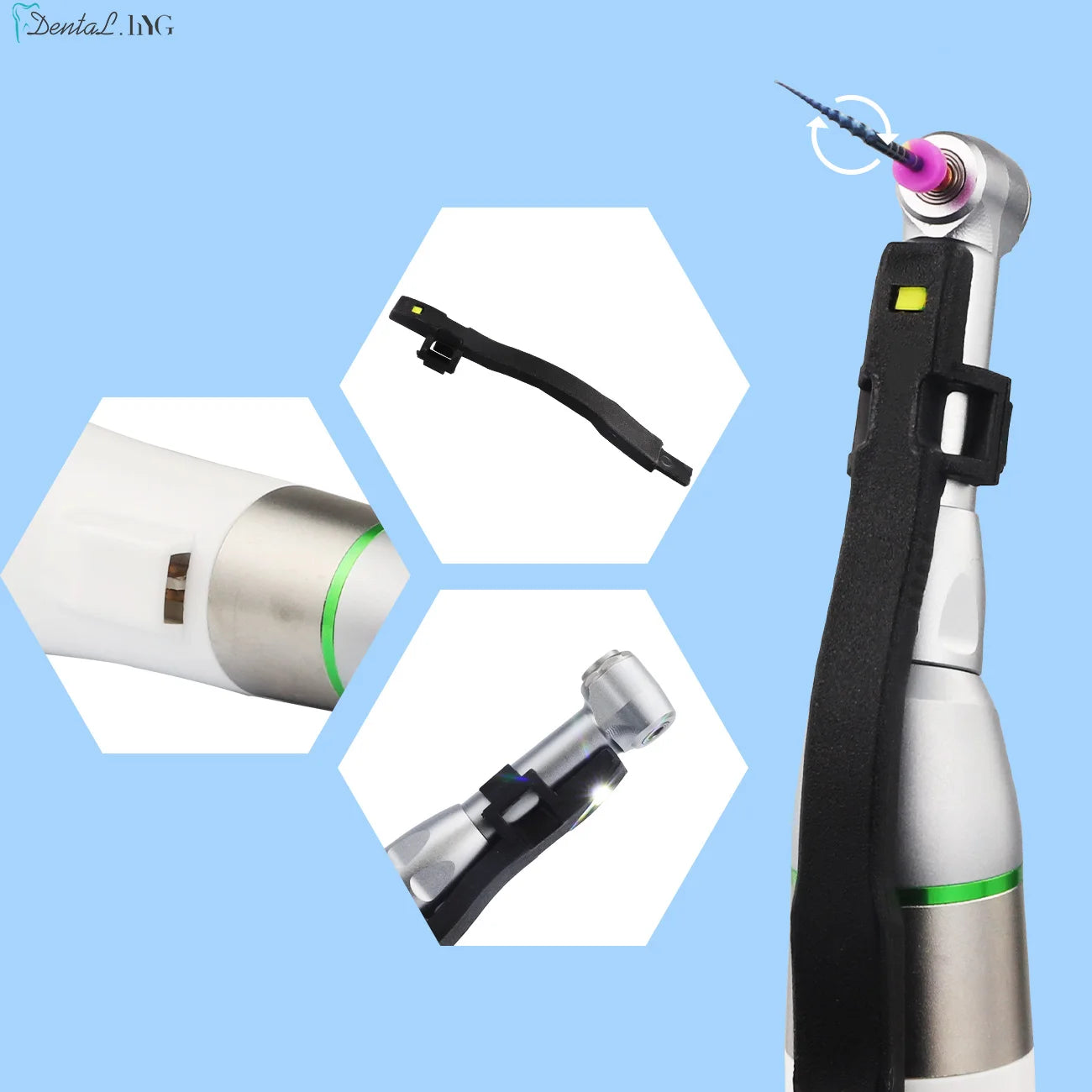Dental Wireless Endo Motor Smart 9 Programs with LED Lamp and 16:1 Reduction Contra Angle Endodontic Instrument