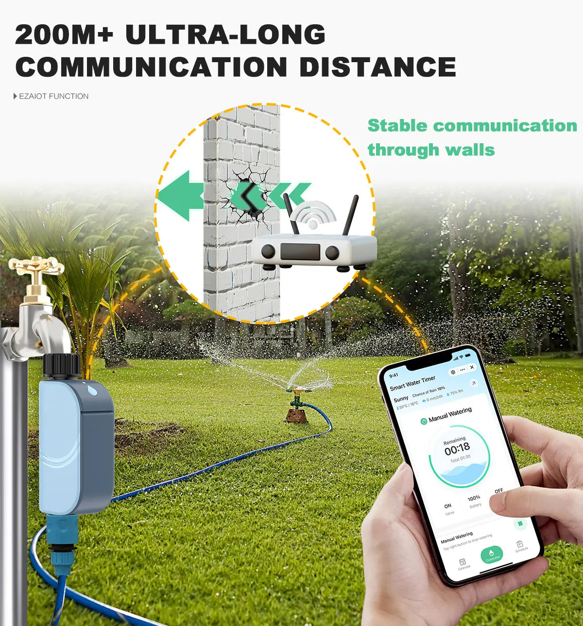 Smart Tuya WIFI Garden Watering Timer Automatic Sprinkle Water Timer Valve Outdoor Irrigation Watering System Alexa Google Home