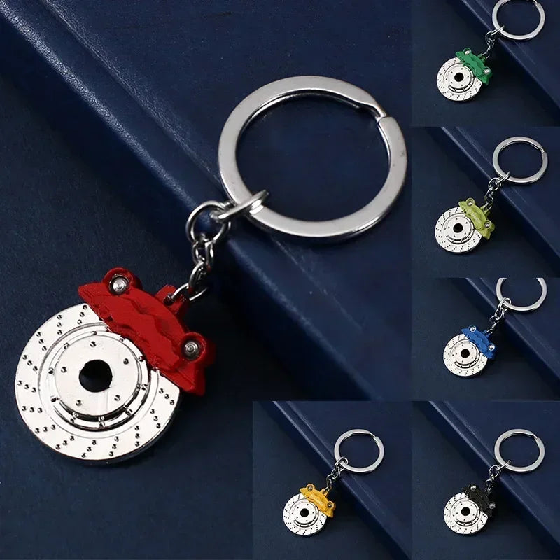 New Creative Gift Brake Discs Wheel Hubs Calipers Metal Keychains Car Modifications Disc Brake Waist Pendants Gift Toys
