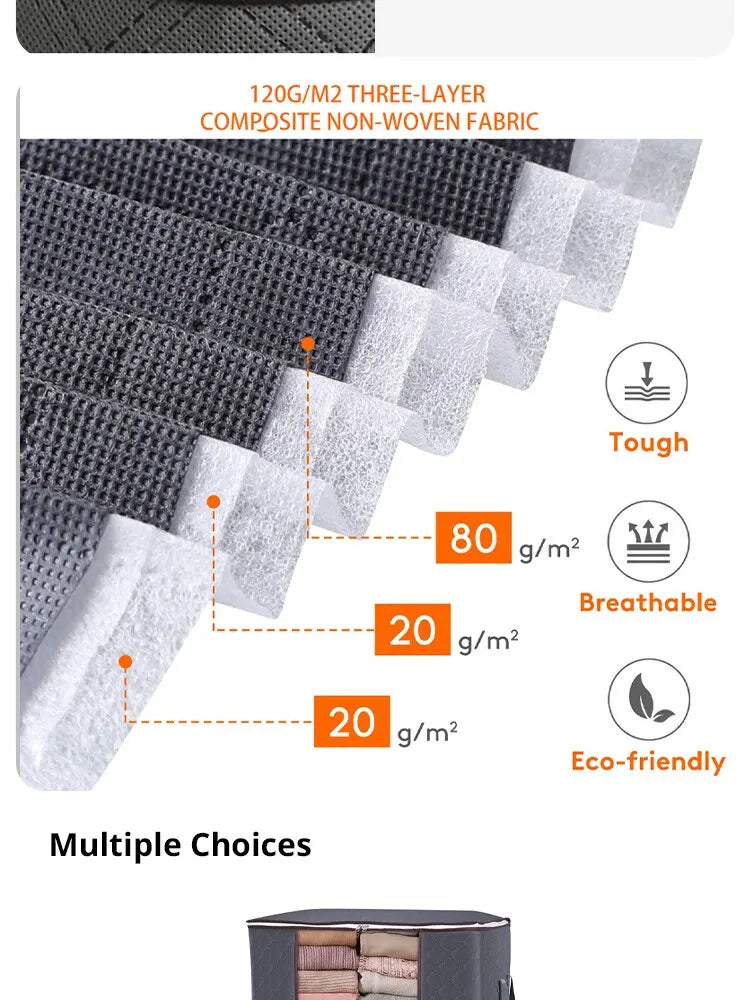 3pcs 6pcs Large Capacity Clothes Storage Bag Organizer With Reinforced Handle For Blanket Comforters Bed Sheets Pillows Toy