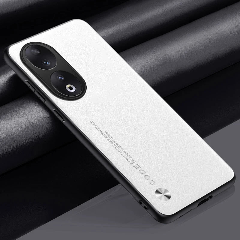 Luxury PU Leather Case For Honor 90 Back Cover Matte Silicone Shockproof Full Protection Phone Case For Honor 90 Honor90 Coque