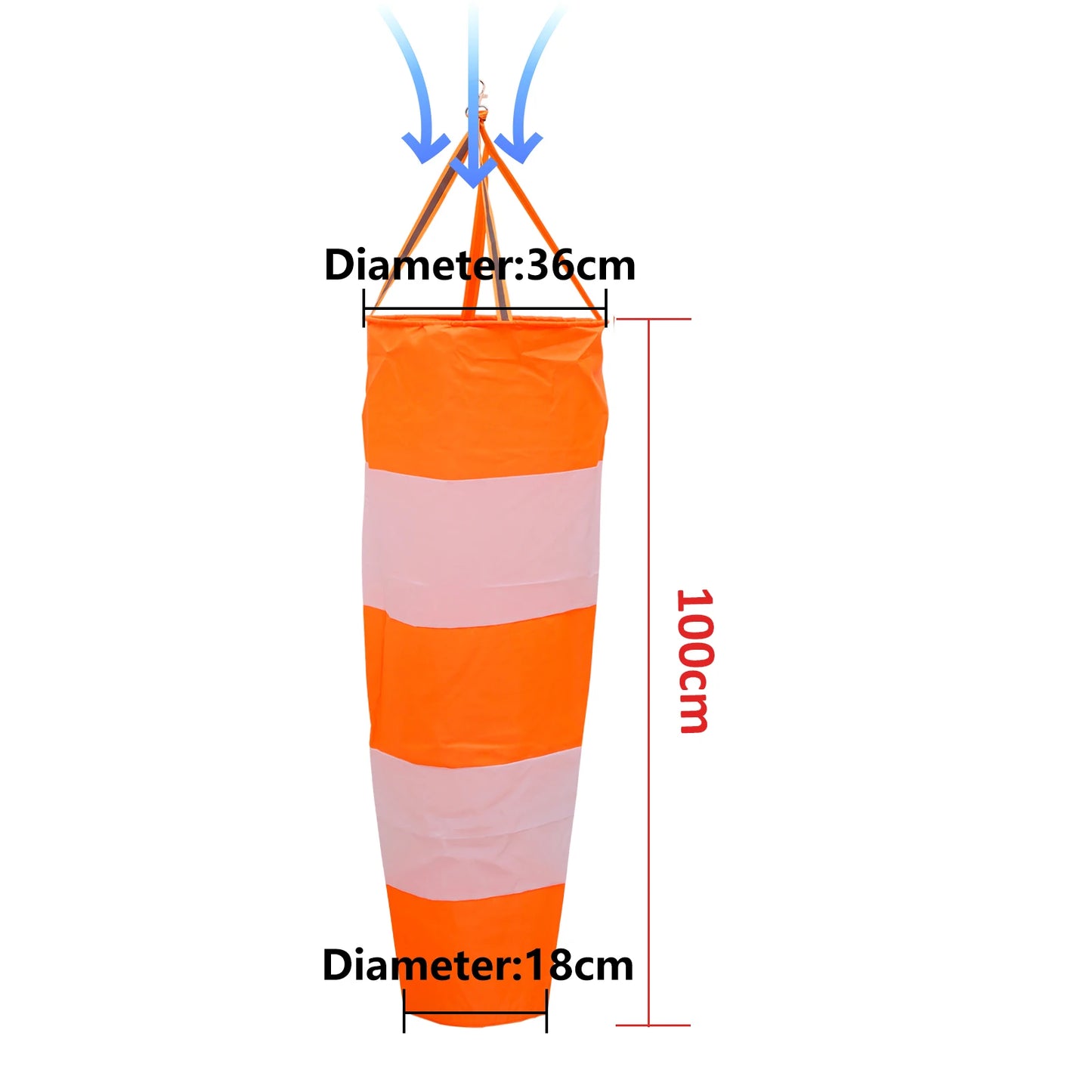60/80/100cm Windsock Weathervane Scratchproof Windproof Fluorescent Reflective Windsock Weather Bag Wind Vane Wind Wind Direct