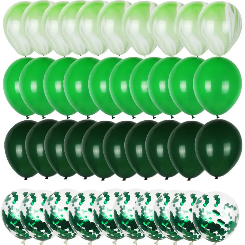 40pcs Retro Dark Green Balloons Set Confetti Balloon Jungle Safari Animal Birthday Party Decorations Kids Boy Baby Shower Favors