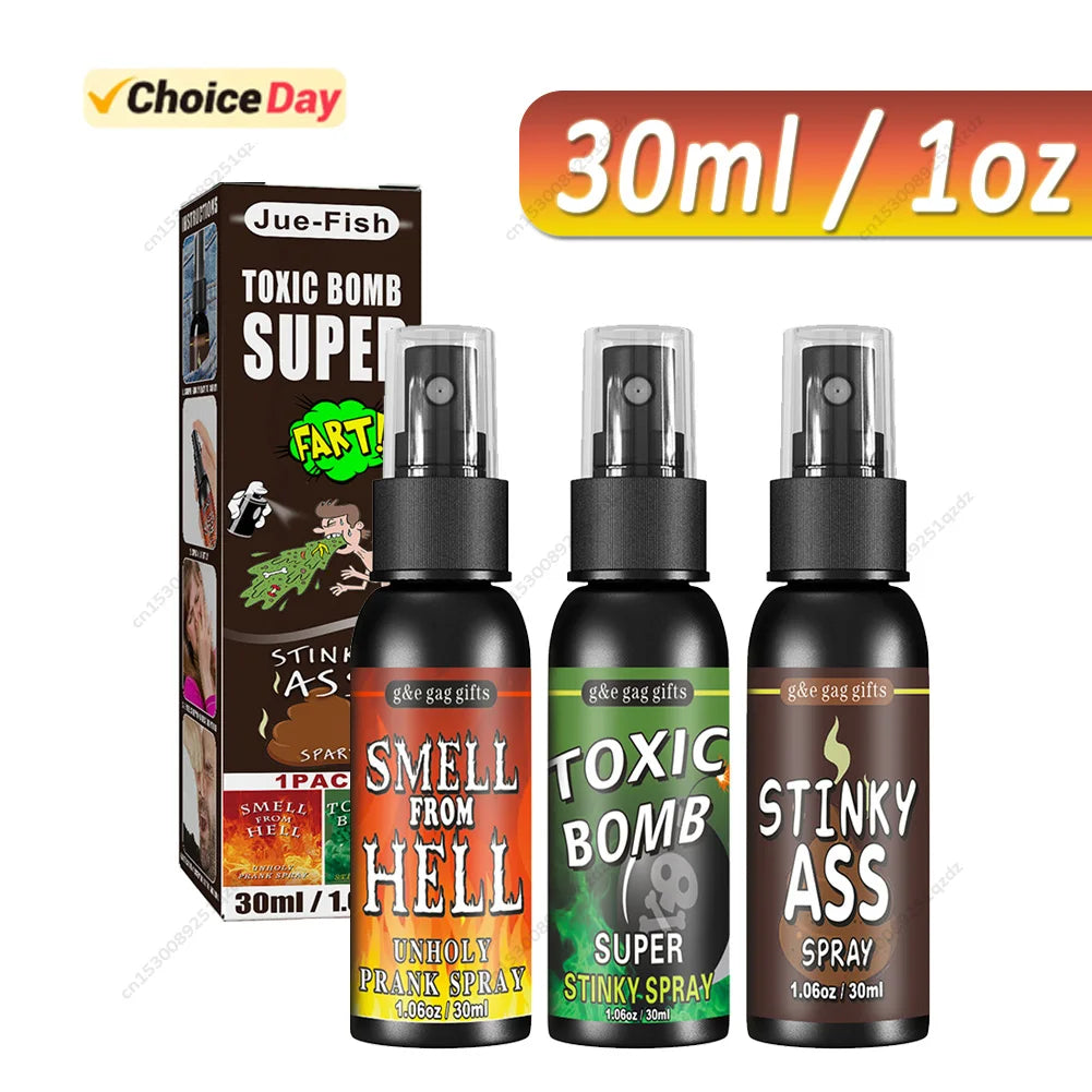 30ml/1oz Fart Gag Spray Can Stink Bomb Ass-Smelly Stinky Gas Gag Prank Novelties Toys Halloween Party Supplies 1-3PCS/Lot
