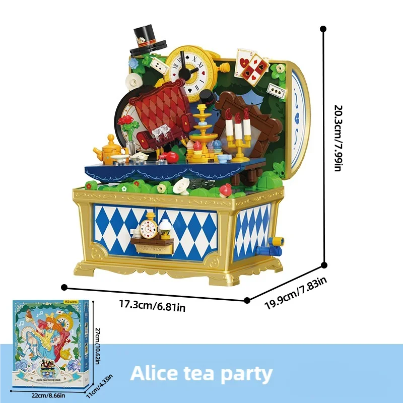 Fairytale Music Box Treasure Chest Fairy Tale Scene Model Bricks Set With Mini Figure Doll Desktop Deco Kids DIY Toys Girl Gifts