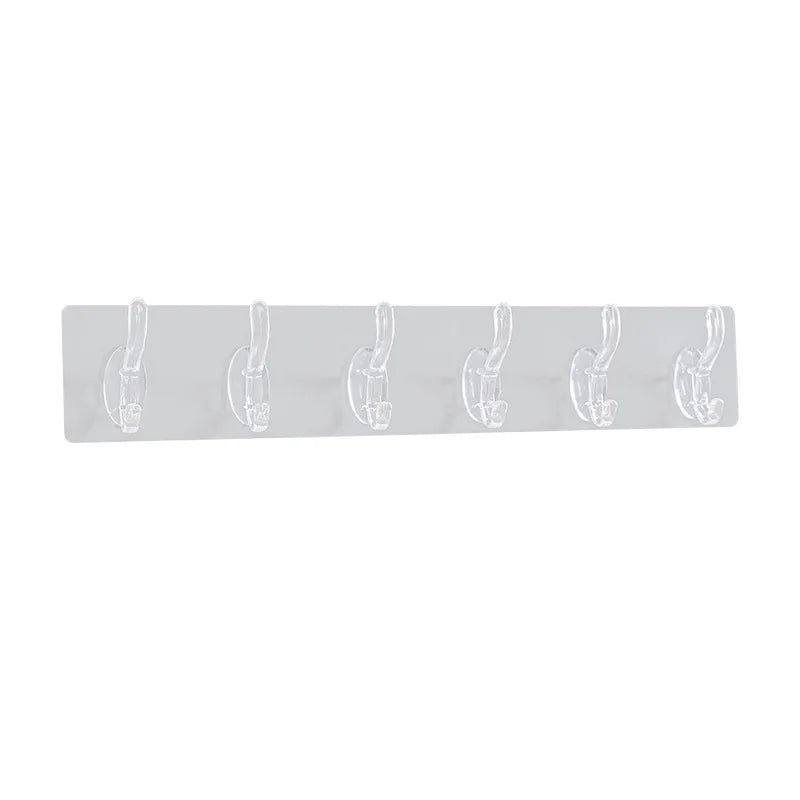 Transparent Row Hook Non-perforated Seamless Hook 5-6 Strong Hook Wall-mounted Row Clothes Hook