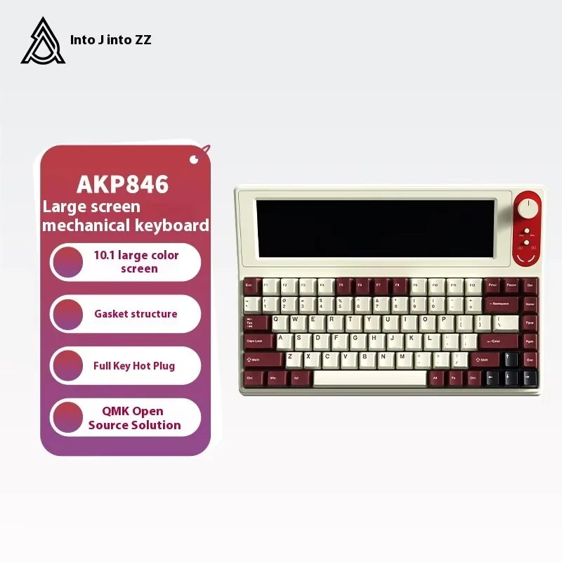 AJAZZ AKP846 Mechanical Keyboard Wired With Screen Programming Custom Driver QMK Open Source 10.1-Inch Color Screen Office Game