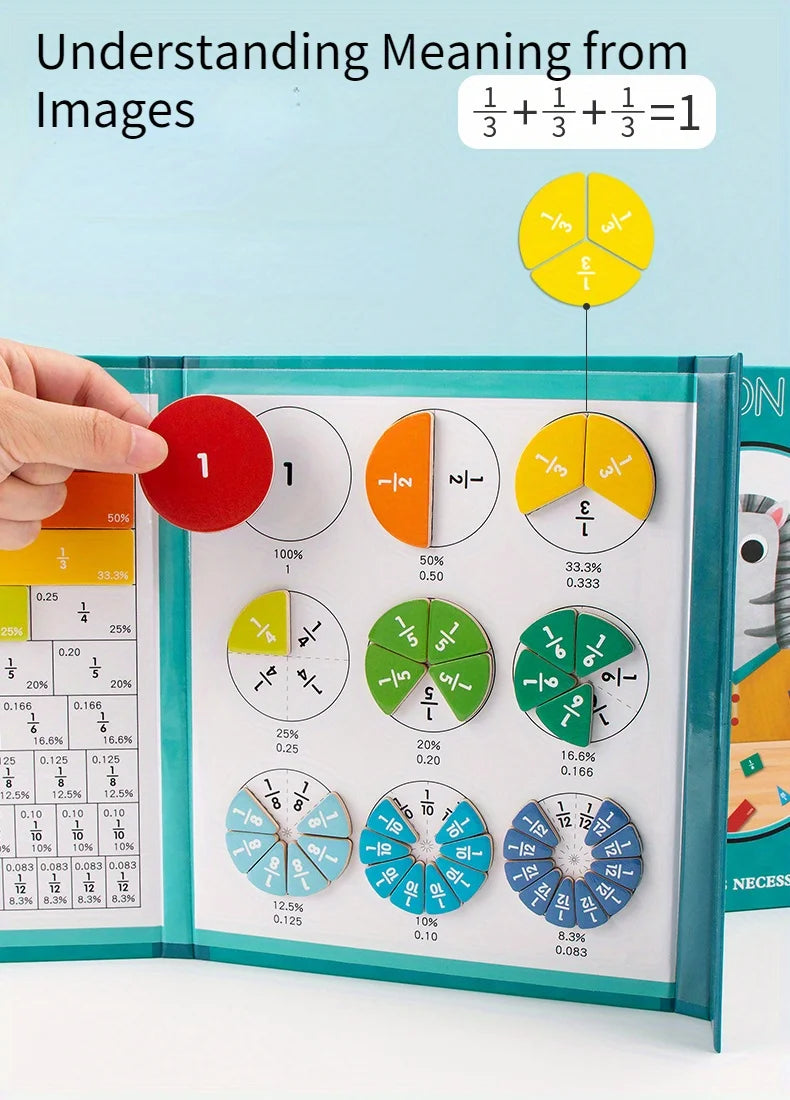 Magnetic Fraction Tiles Division Board - Educational Math Counting Game with Interactive Circles for Youngsters