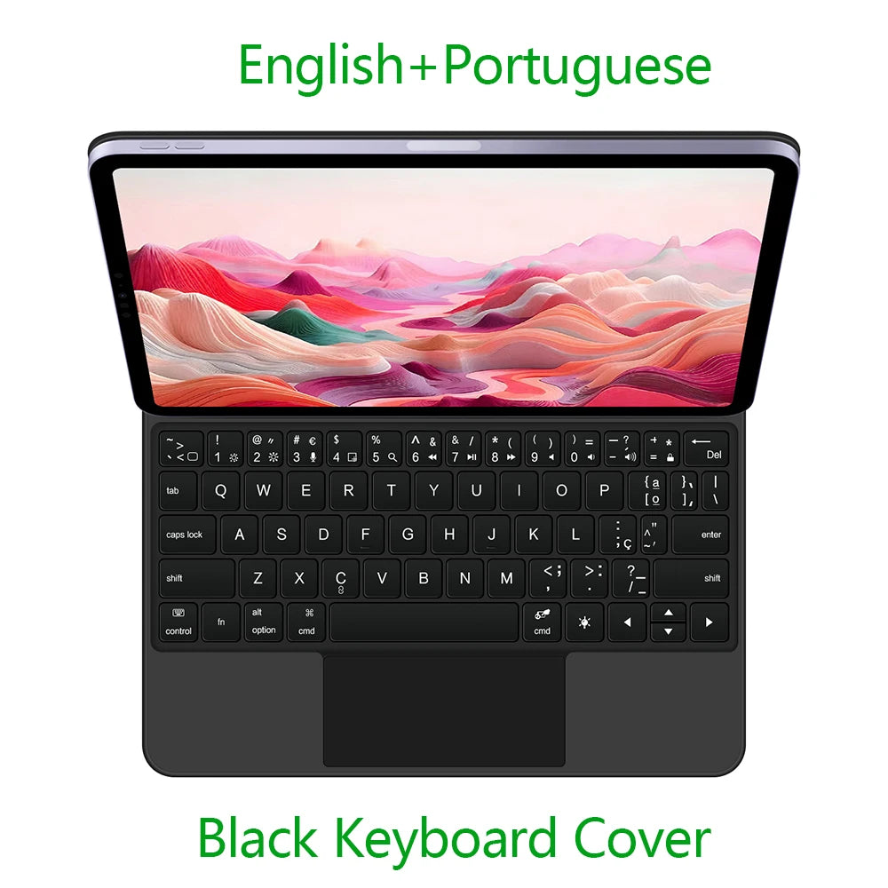 AJIUYU Magic Keyboard Folio For iPad Pro 11 inch (M4) 2024 A2836 A2837 Smart Magnetic Case Multi-touch Backlight Keyboard Cover