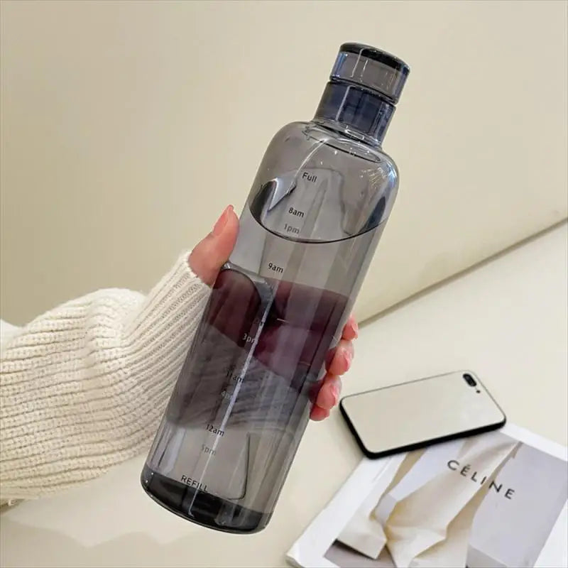 500/750ml Large Capacity Glass Water Bottle With Time Marker Cover For Water Drink Transparent Milk Juice Cup Simple Cup Gift