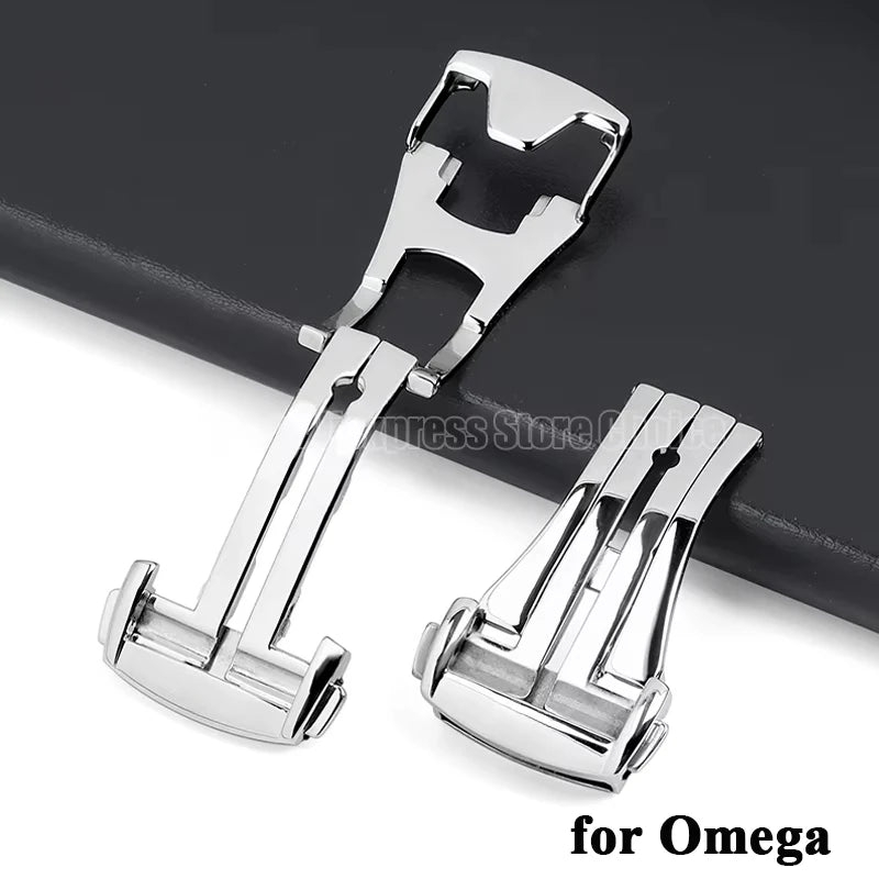 20mm Stainless Steel Watch Buckle for Omega Leather Rubber Watch Band Silver Matte/Polished Deployment Clasp Button Accessories