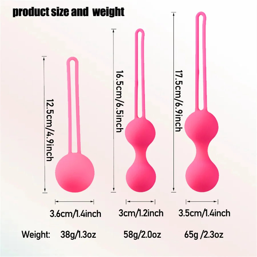 3pc Kegel Ball Silicone Vaginal Tightening Balls Set Pelvic Adults Sex Toys Training Kegel Ben Wa Ball Sex Products For Women