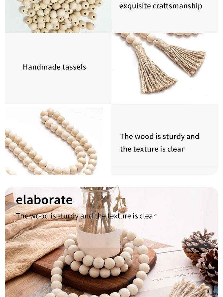 Decorative Bead Twine Tassel Strand, Log Colour Boho Decorative Wall Decor, Home Decor Craft Ornament, Gothic Style, for Prayer