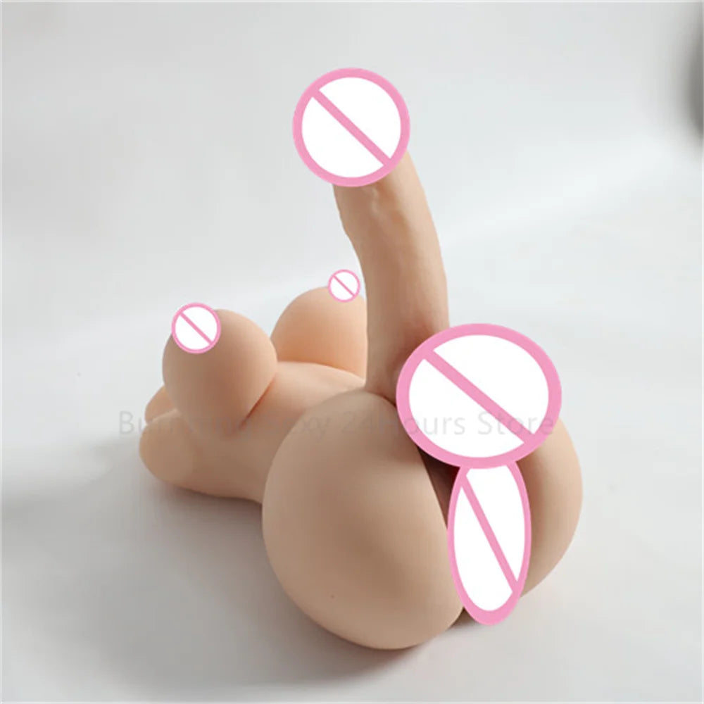 3D Realistic Shemale Body Sex Doll Male Torso 14cm Dildo Soft Penis Female Vagina Masturbator Anal Sex Toys for Women Men Adults