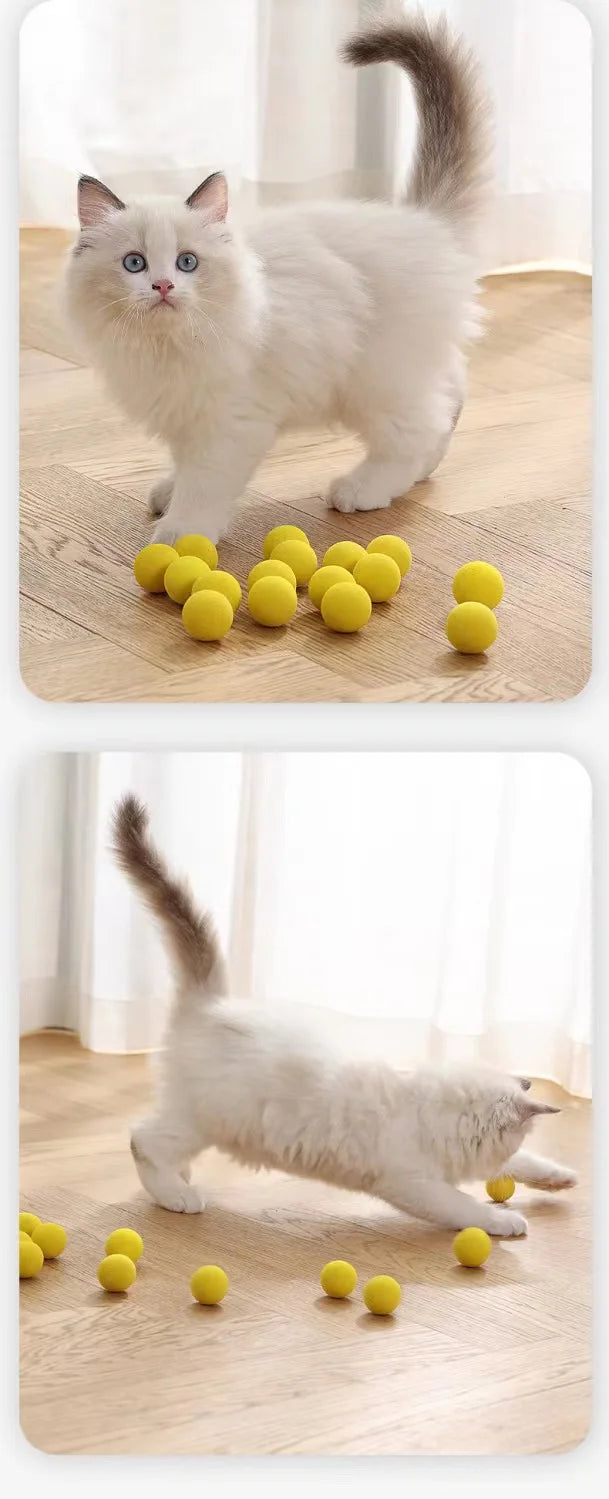Launch Training Cat Toys Interactive Shooter Gun Teaser Plush Ball Pet Creative Games Stretch Mini Pompoms Kittens Supplies Gato