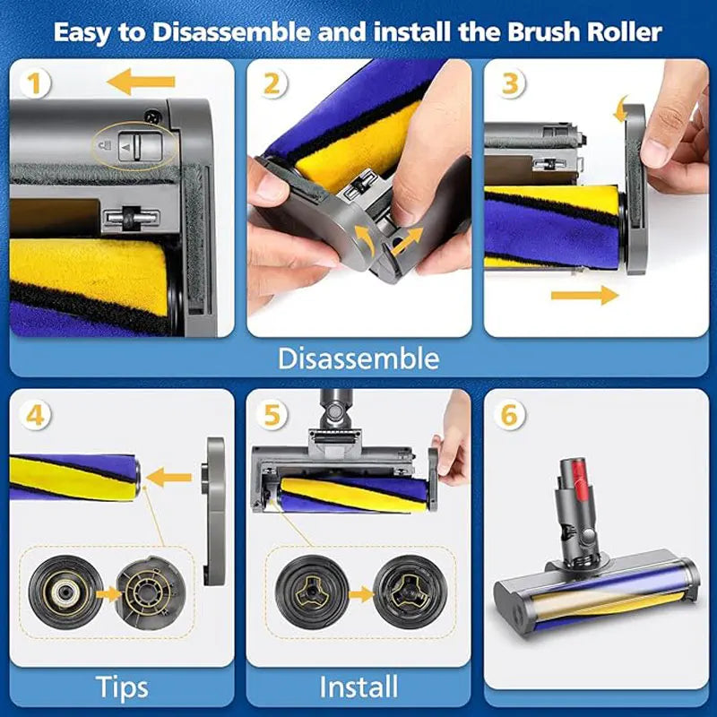 Soft Roller Brush Head for Dyson V7 V8 V10 V11 V15 Cordless Cleaners Hardwood Floor Motorhead Accessories with Dust Detection