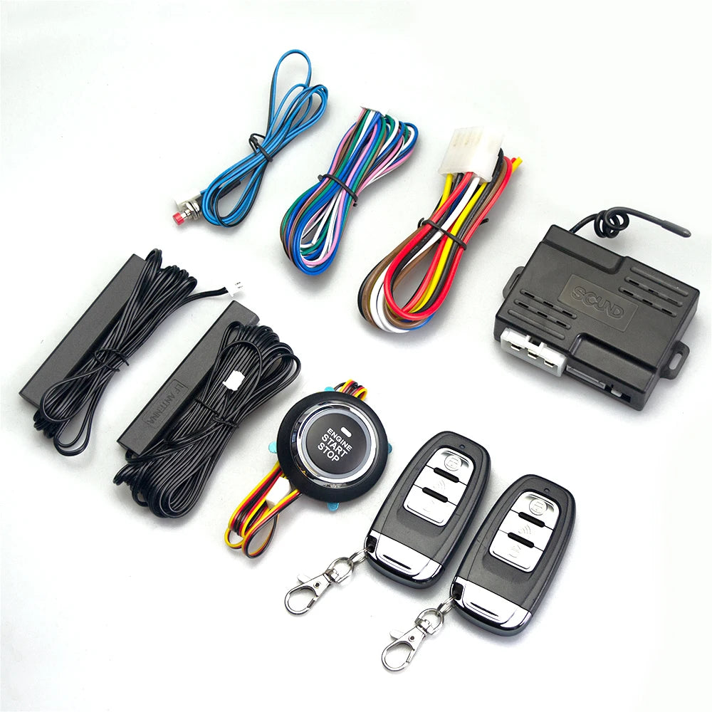 Universal Car Push Button Start Stop Keyless Entry Starter System Cell Phone Bluetooth APP PKE Remote Control Ignition Car Alarm
