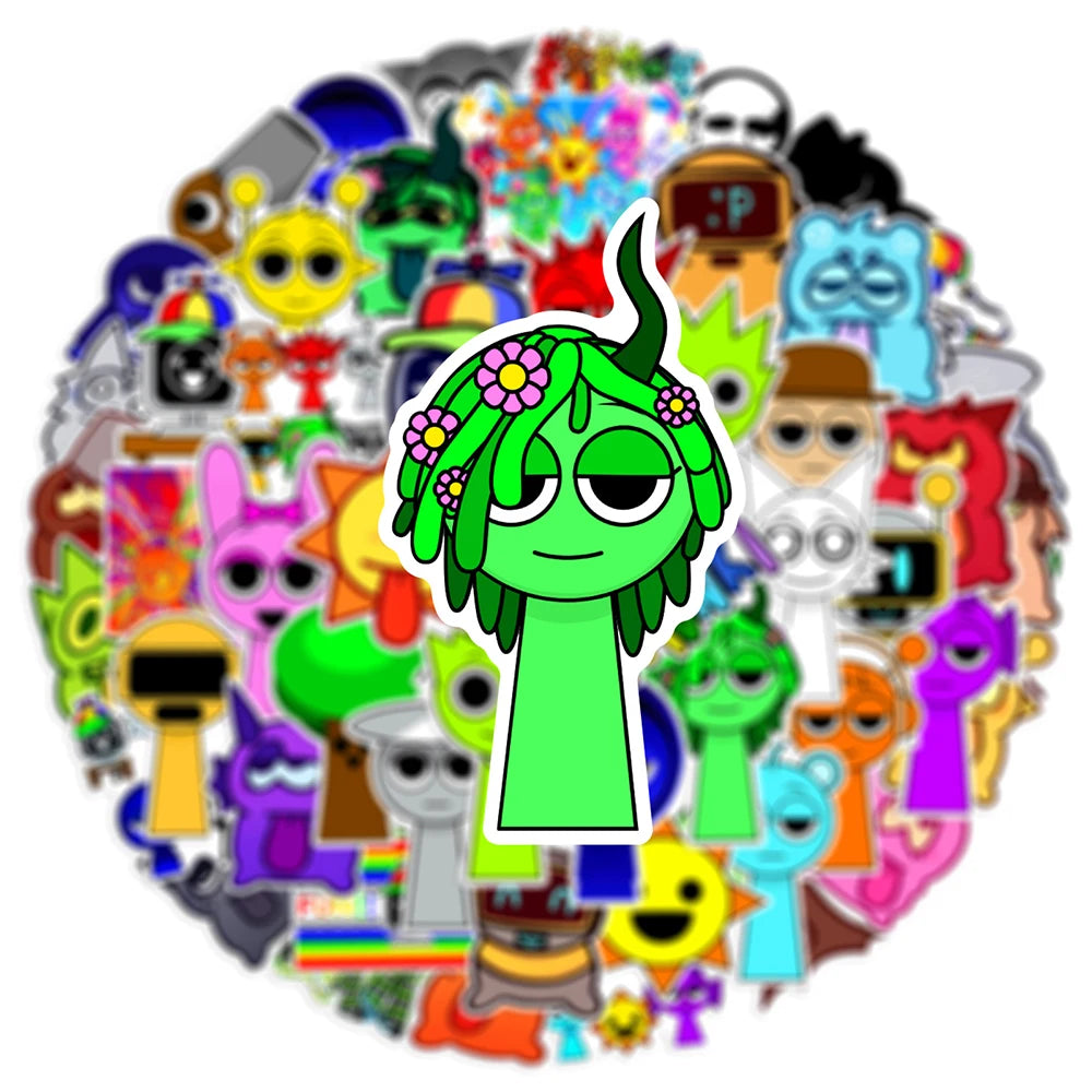 10/30/50PCS Incredibox Sprunki Stickers Funny Music Game Sticker Toys Decals DIY Phone Luggage Laptop Skateboard Guitar Bike Car