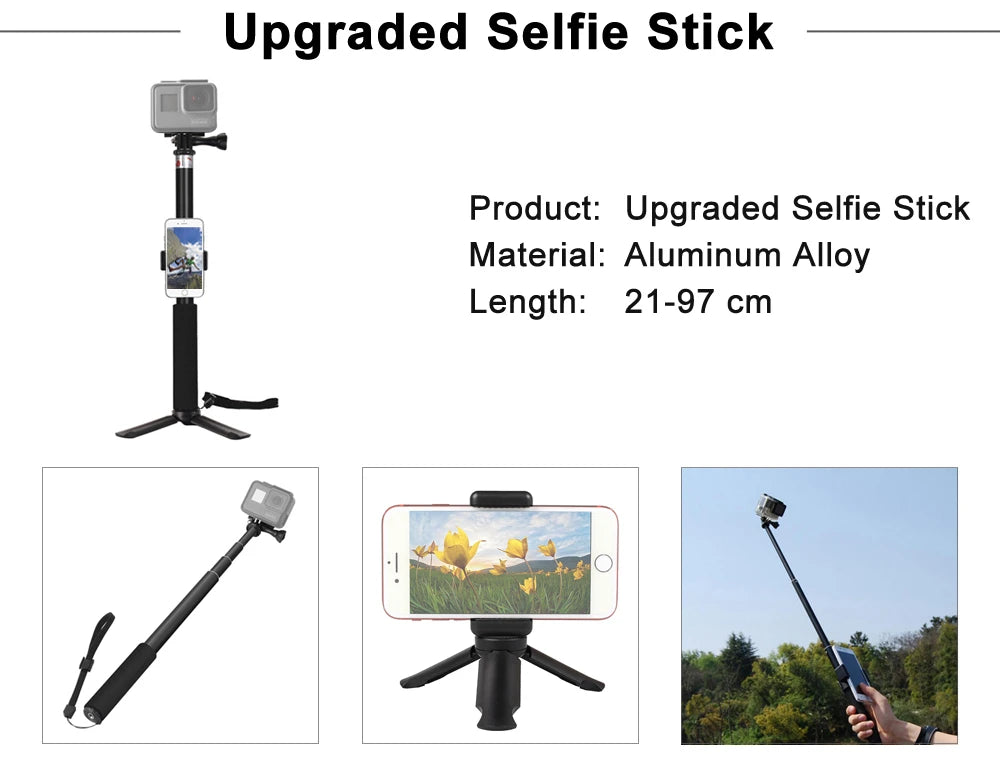 Action Camera Accessories Set For Gopro Hero13 12 11 10For Xiaomi Yi Insta360 X4 X3 Case Kit Strap Mount Selfie Stick Motorcycle