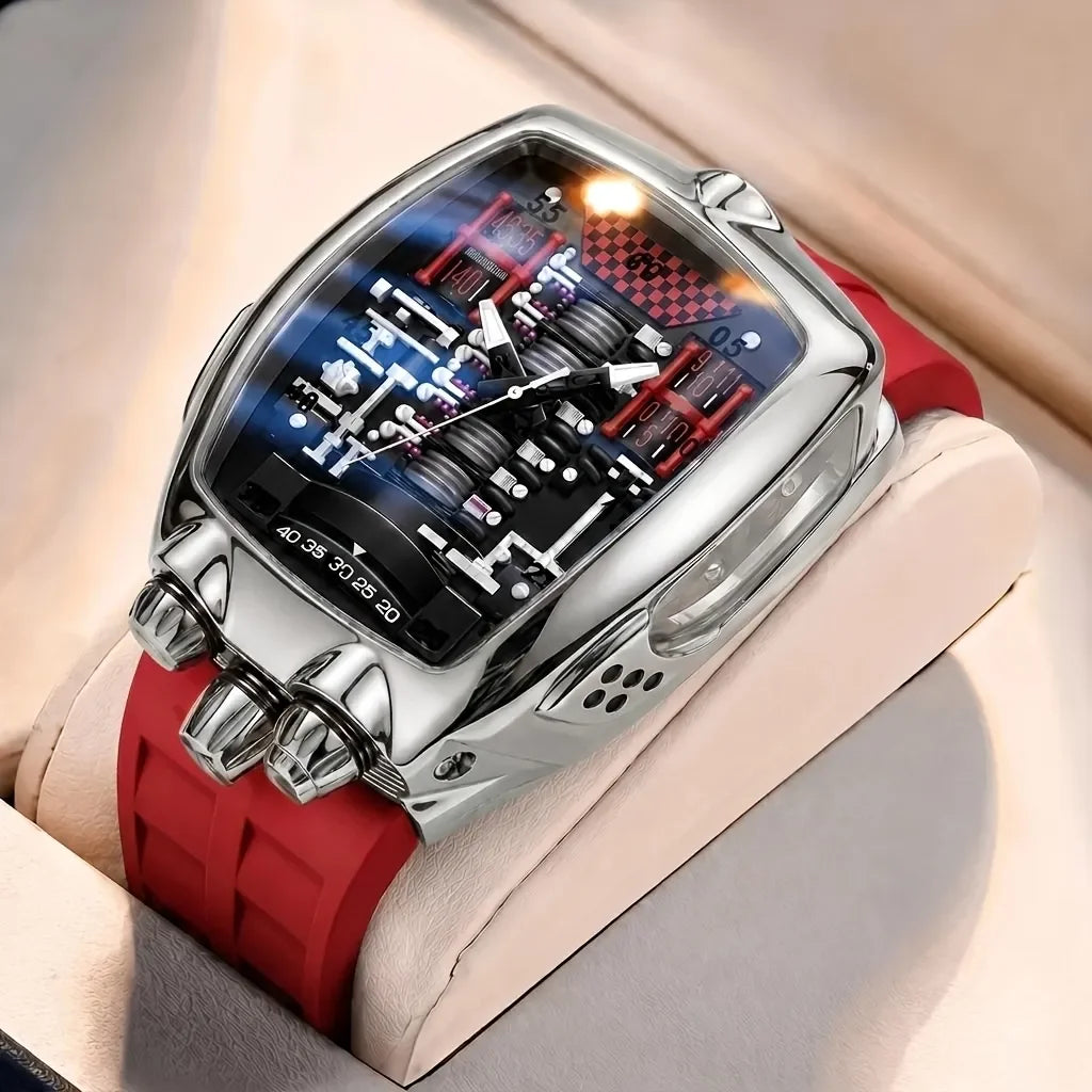 1pcs Men's black dial alloy strap vintage fashion tonneau sporty details Quartz Watch for business party holiday