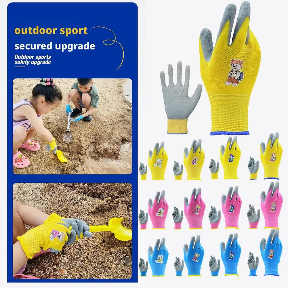 Gardening Gloves Kids Durable Waterproof Garden Work Gloves Non-Slip Children Safety Yard Work Gloves Portable Garden Supplies