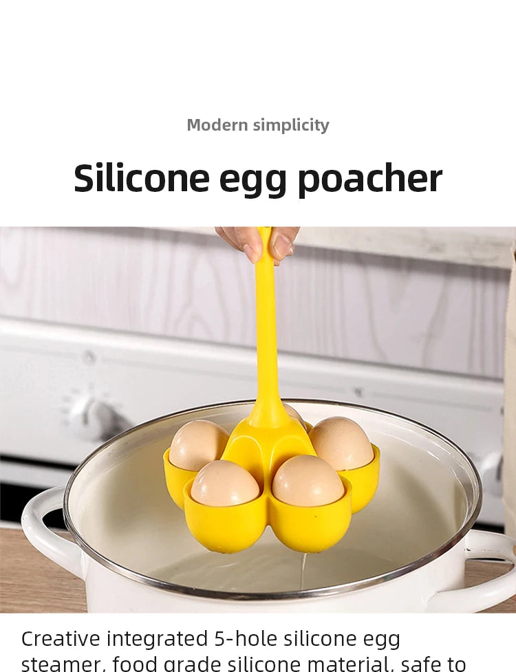 5 Hole Silicone Egg Cooker High Temperature Resistant Steamed Egg Tray Food Grade Complementary Food Tools