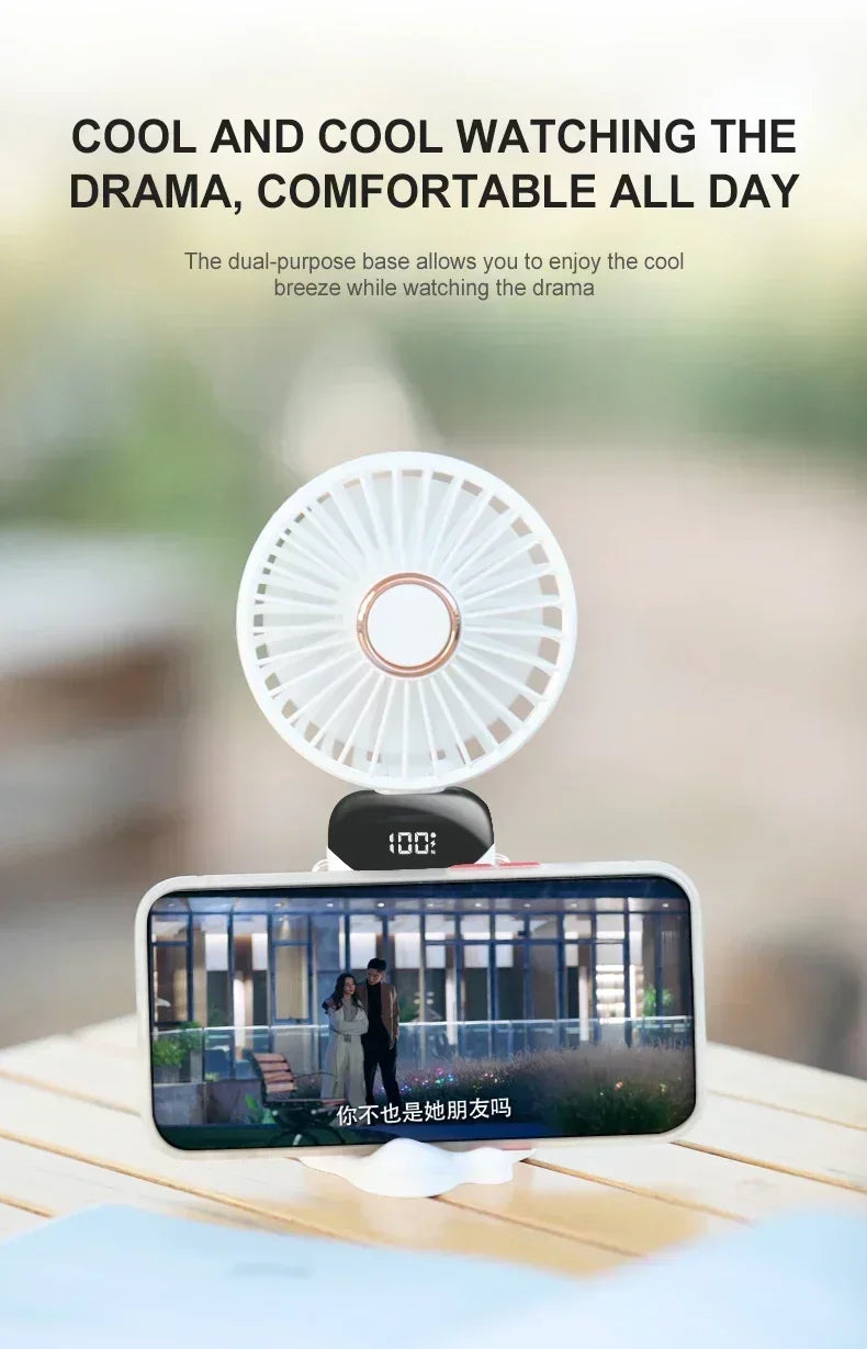 2024 New Usb Handheld Fan Digital Display Folding Aromatreatment Desktop Fan Mini Portable Outdoor Small Fan