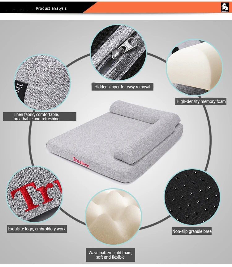 TRUELOVE Pet Bed TLX1211Pet Comfort Mattress Hidden Zipper For Easy Removal Linen Comfort Fabric High-density memory foam pillow