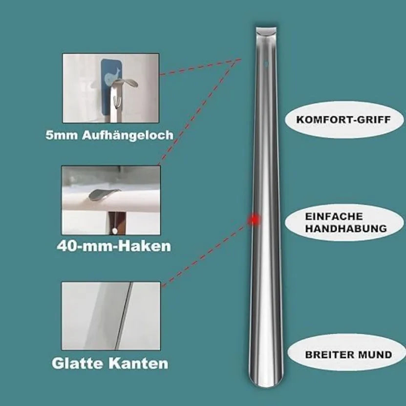 42cm Extra Long Shoe Horn Stainless Steel Silver Metal Shoes Remover Shoehorn Lifter Aid Slip Shoe Pull Tool Shoespooner