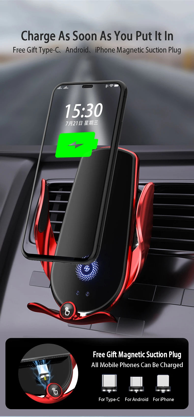 Car Phone Holder For Mercedes Benz C-Class W206 2022 Car Screen Wireless Charging Mobile Phone Holder Base 12.3 Inch Screen
