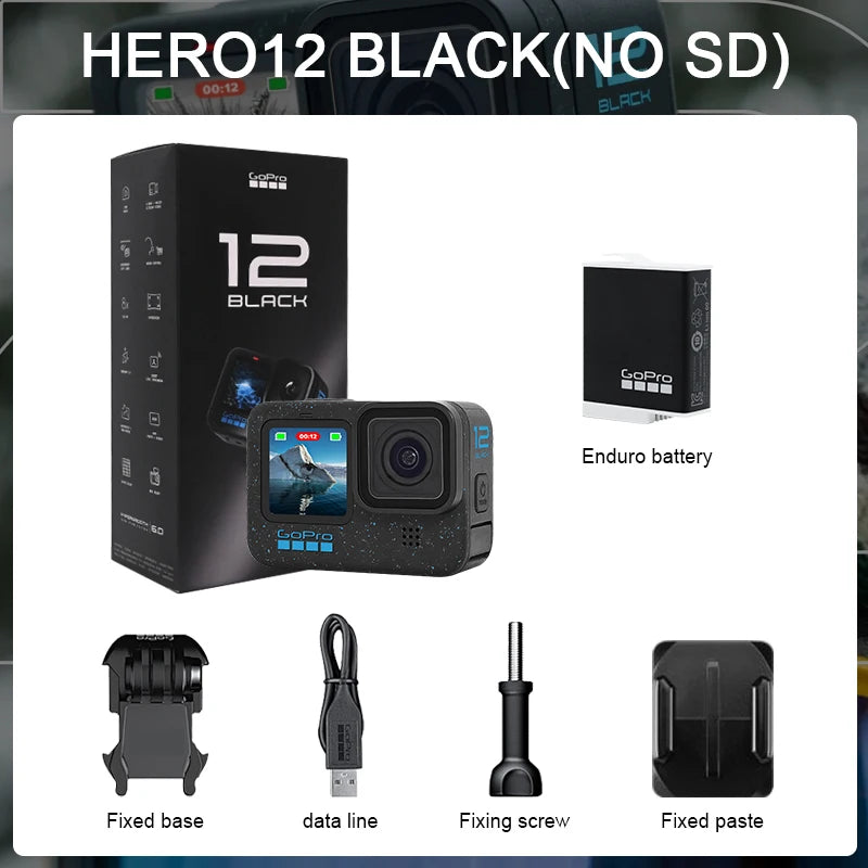 GoPro HERO12 Black Action Camera HyperSmooth6.0 5.3K60fps Video 27MP Go Pro12 helmet Sport Camera