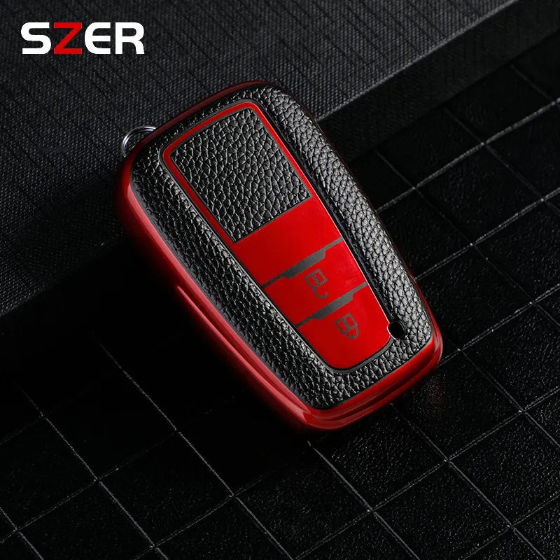 Leather TPU Car Key Case Full Cover Shell For Toyota Prius Camry Corolla CHR C-HR RAV4 Land Cruiser Prado Keychain Accessories