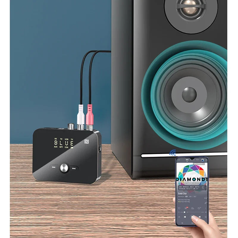 VIKEFON Bluetooth Receiver Transmitter 5.0 NFC Stereo 3.5mm AUX Jack RCA Wireless Audio Adapter Mic IR Remote Control For TV PC
