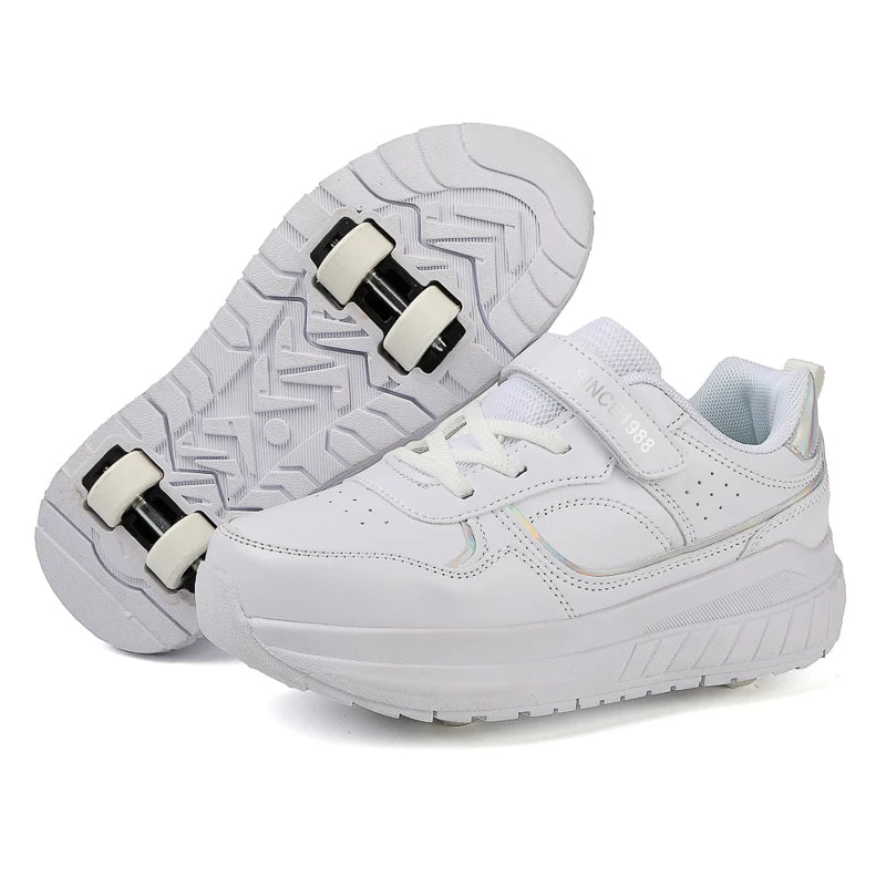Student roller skates, detachable four-wheel roller skates, size 31-40 multifunctional sports shoes for boys and girls