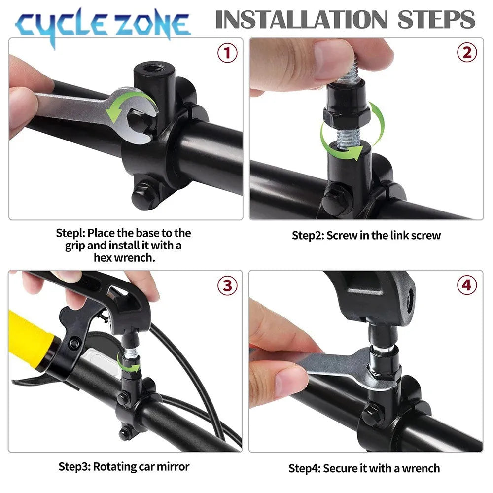Bicycle Rear View Mirror Bike Handlebar Reflector 360° Rotatable Wide Range Back Sight MTB Mountain Road Riding Safety Rearview