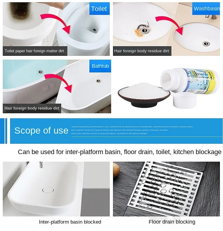 100g Powerful Sink Drain Cleaner High Efficiency  Clog Remover Kitchen Sewer Power Pipe Channel Powder Cleaning Tools