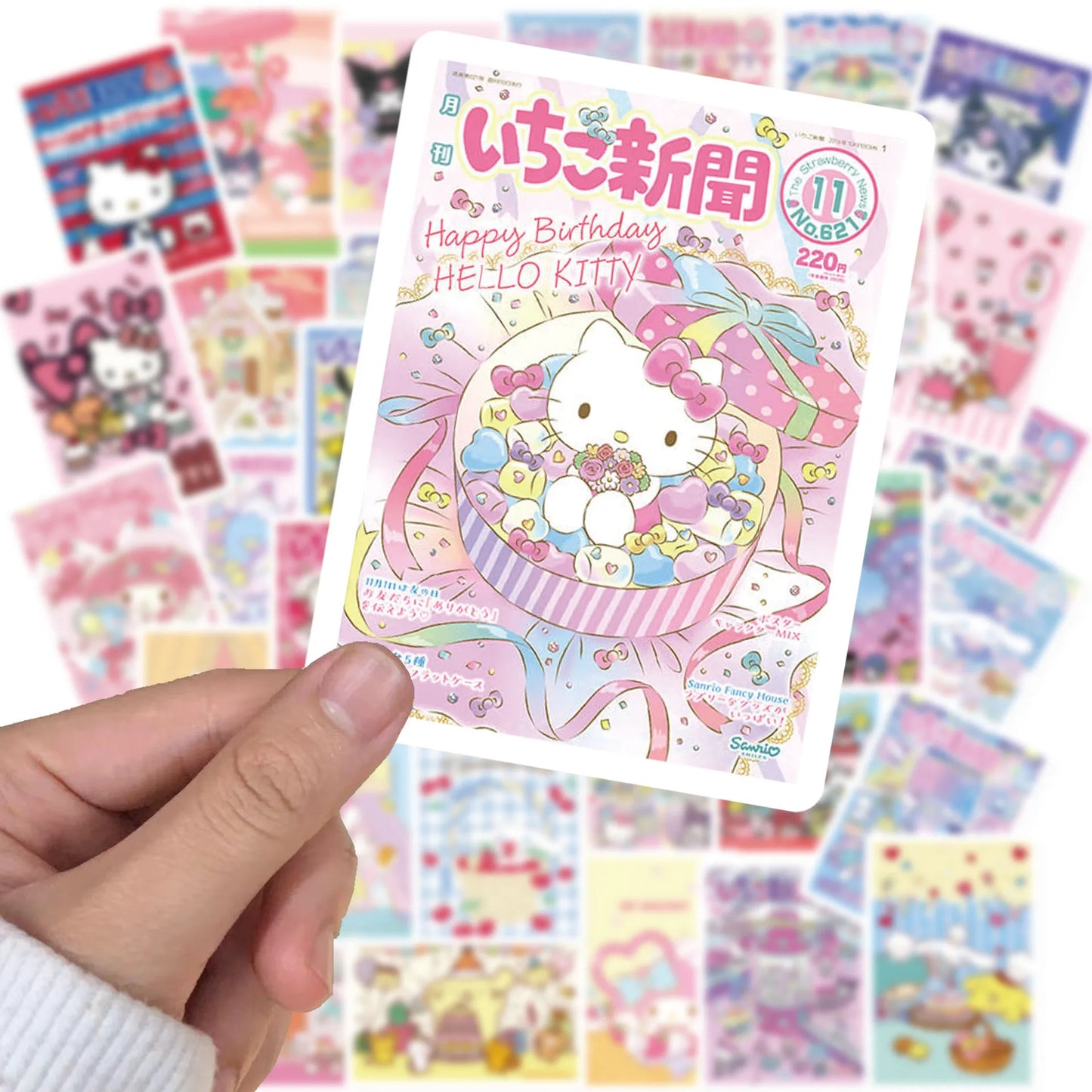 65pcs Kawaii MyMelody Sanrio Labels Sealing Stickers Aesthetic Decorative Stationery Diary Waterproof Cute Kids Sticker