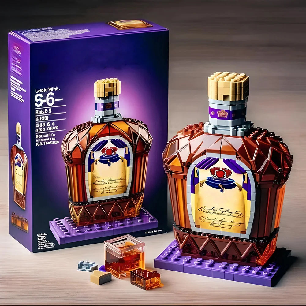 No Box Creative Whiskey Bottle Building Blocks, 3D Puzzle DIY Model Kits for Adults, Home Bar Decoration, 10 Styles Available