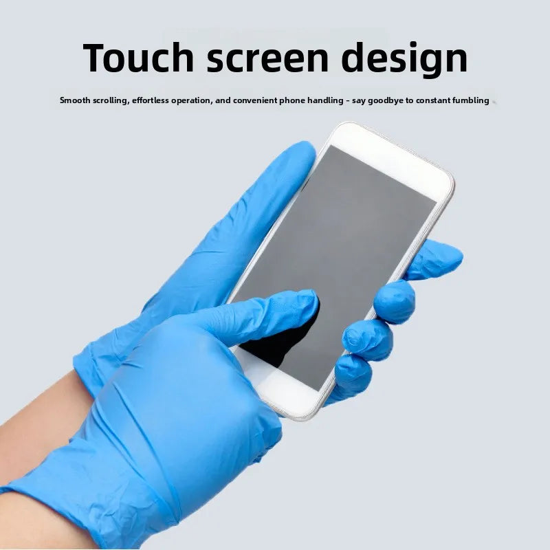 100PCS Nitrile Exam Gloves Heavy Duty Food Grade Latex & Powder Free High Elasticity for Medical Food Service Cleaning